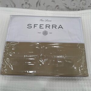 SFERRA LEONARDO PERCALE 3-PIECE KING DUVET COVER SET IN OAT TAN MADE IN ITALY